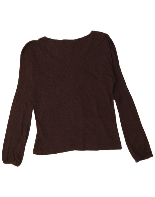 Damski top z grafiką Armani Jeans z długim rękawem, UK 16, duży, brązowy, bawełniany