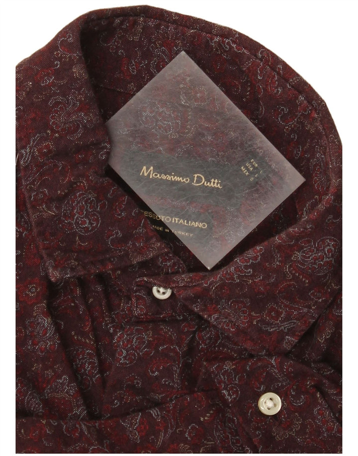 Koszula męska Massimo Dutti, duża, bordowa, paisley