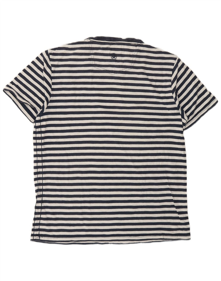 T-shirt męski Fat Face Top, średni, granatowy, bawełniany w prążki