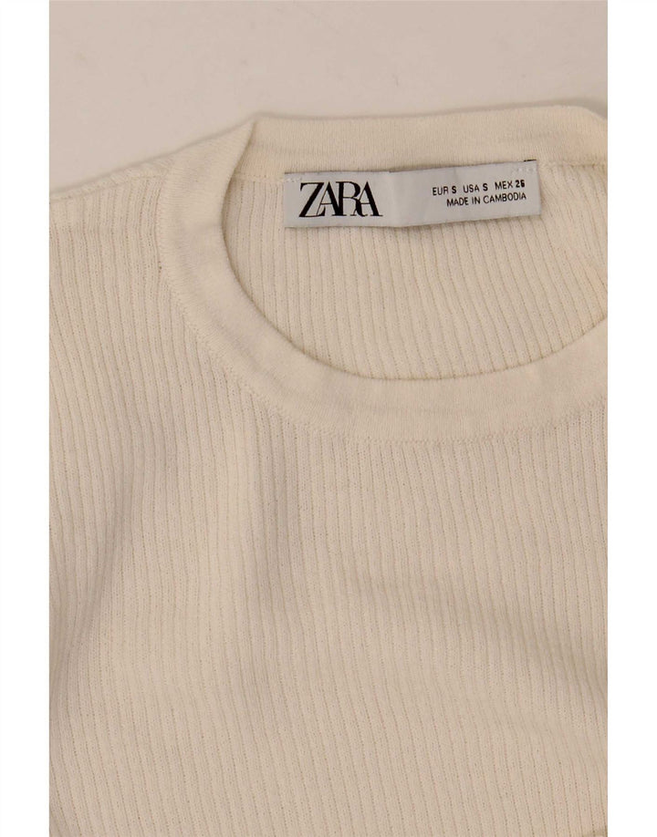 Damski top na jedno ramię z długim rękawem Zara UK 8, mały, biały