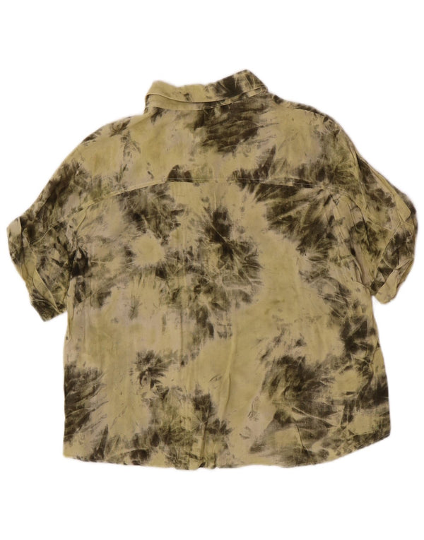 Damska bluzka koszulowa z krótkim rękawem Zara UK 14 Medium Khaki Tie Dye Viscose
