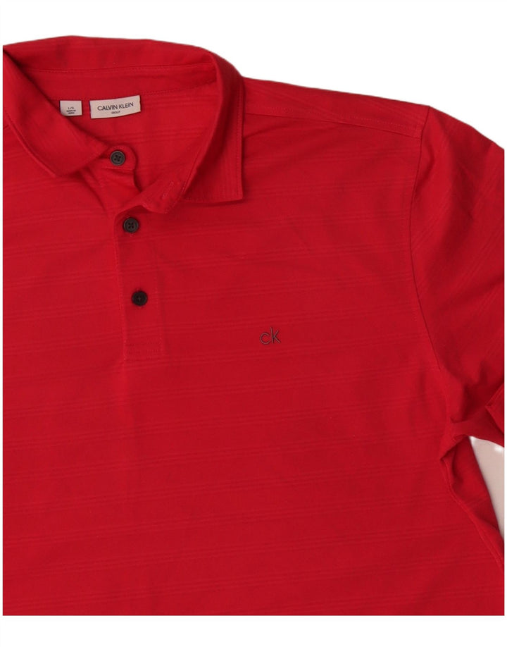 Męska koszulka polo Calvin Klein, duża, czerwona, poliestrowa