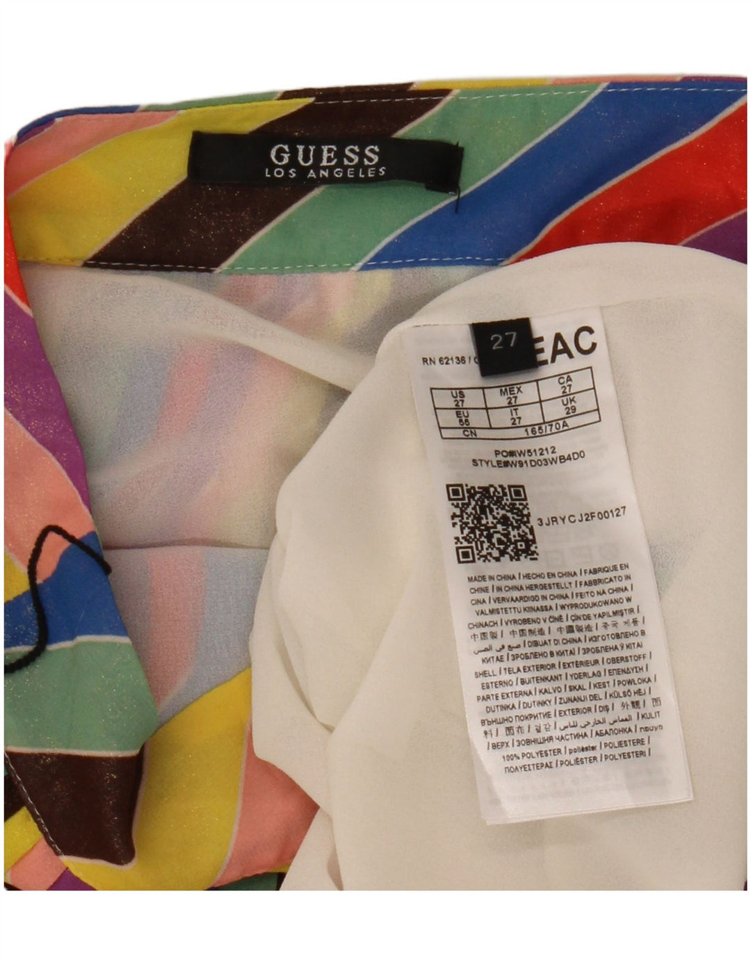 Damska plisowana spódnica GUESS W27 w małe wielokolorowe paski