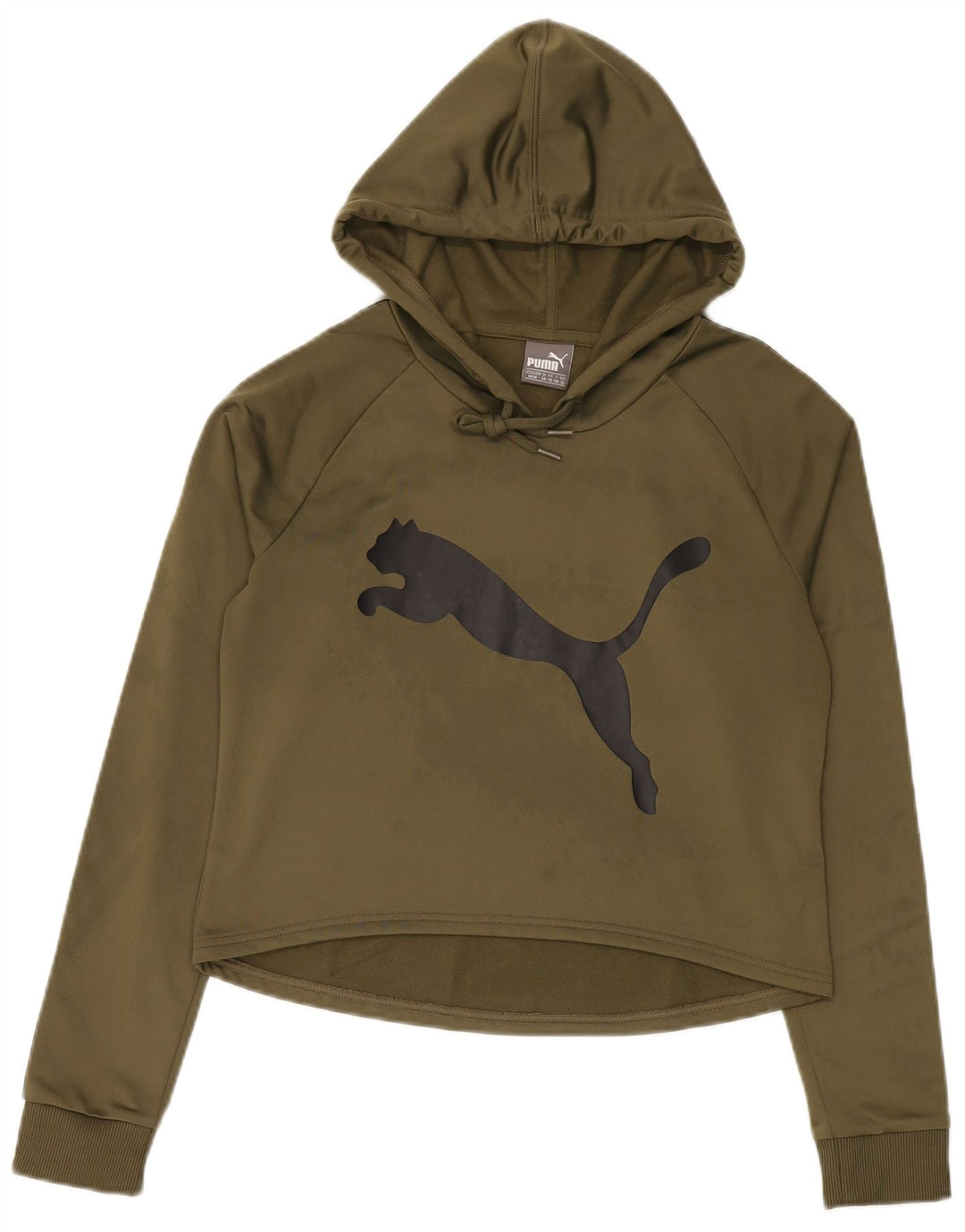 Damska bluza z kapturem Puma z grafiką, UK 14, średni poliester khaki