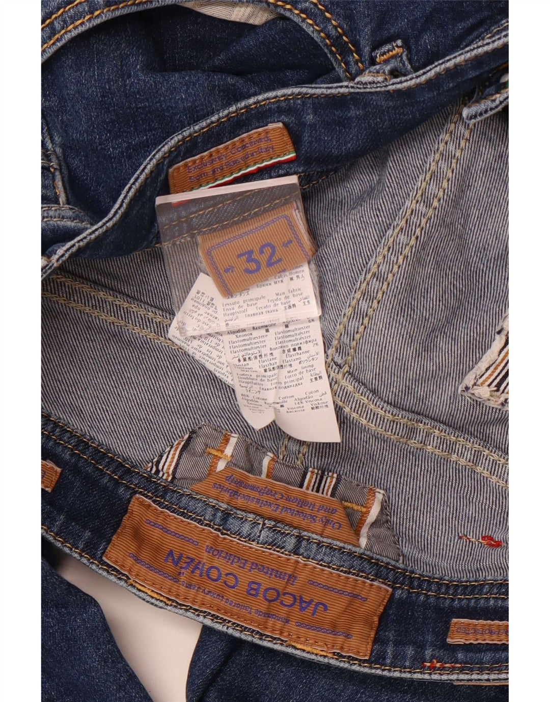 JACOB COHEN Damskie jeansy slim W32 L29 Granatowe, bawełniane