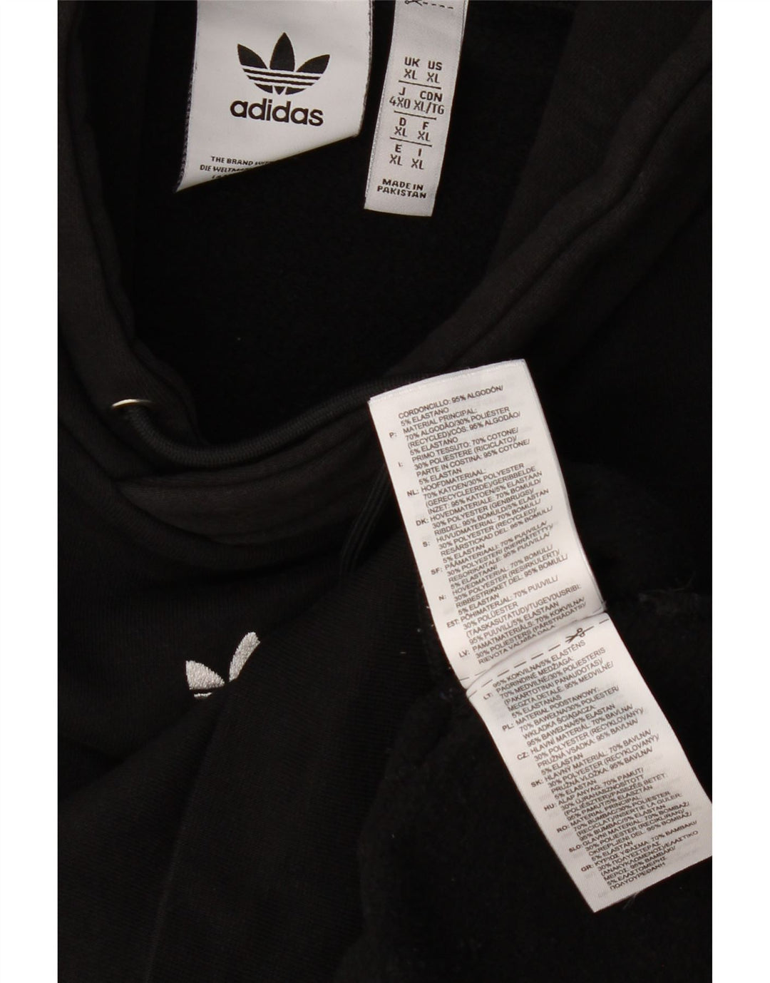 Męski sweter z kapturem i grafiką ADIDAS XL, czarny, bawełniany