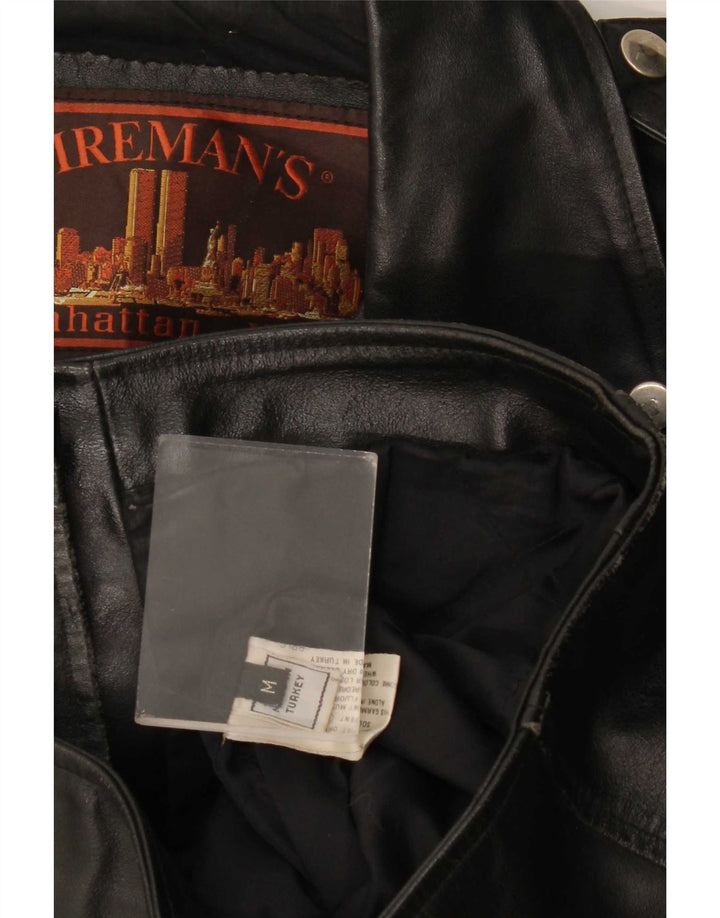 Męska kurtka skórzana vintage UK 38 Medium Black