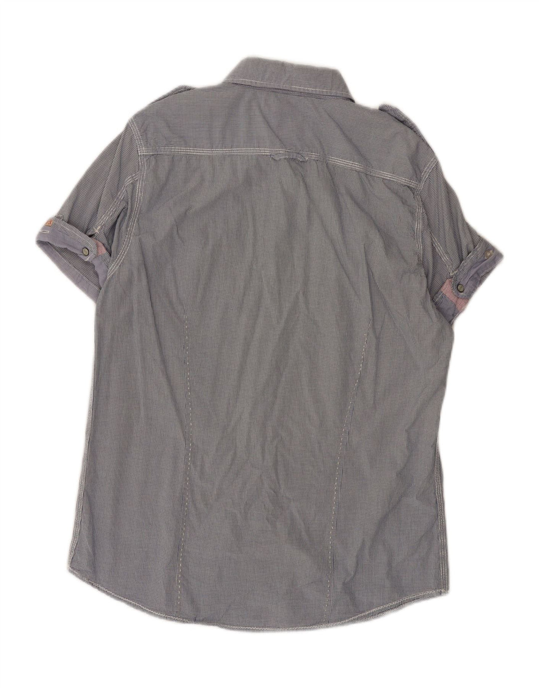 Męska koszula wojskowa SCOTCH & SODA z krótkim rękawem, duża, niebieska bawełniana kratka