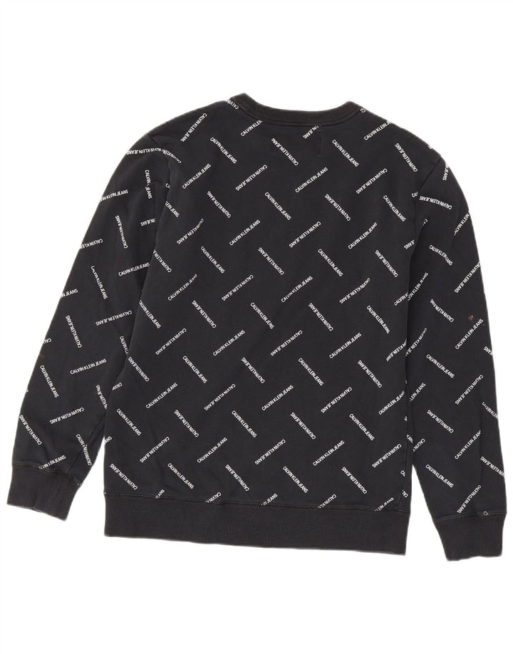 CALVIN KLEIN JEANS Męski sweter z grafiką, średniej wielkości, czarny, bawełniany