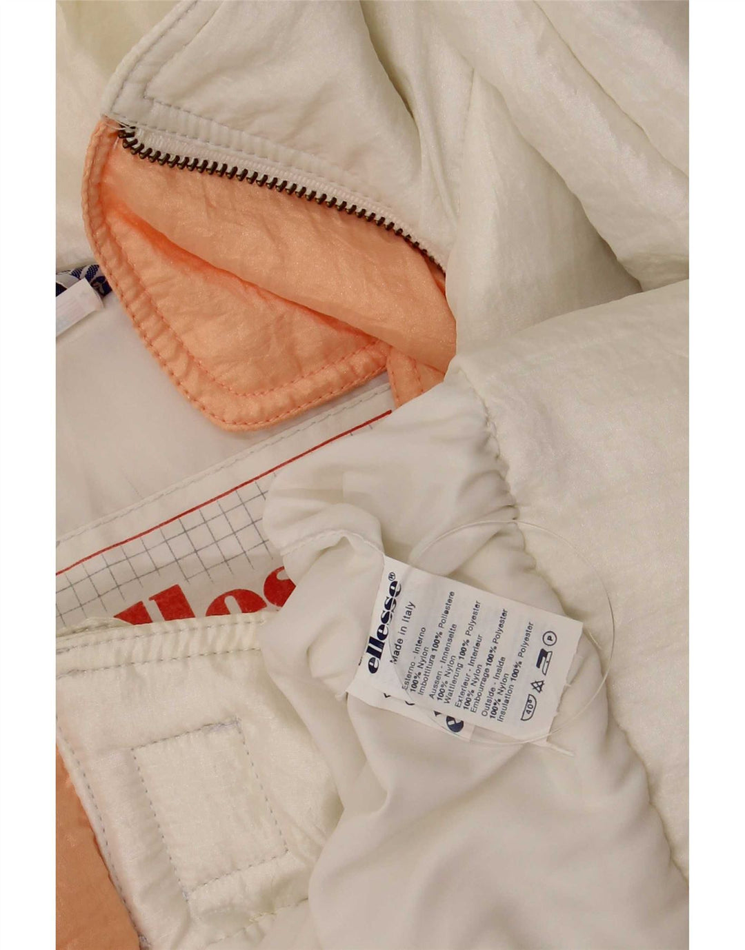 Damska wyściełana kurtka Ellesse o luźnym kroju IT 48 XL, biała, nylonowa, retro