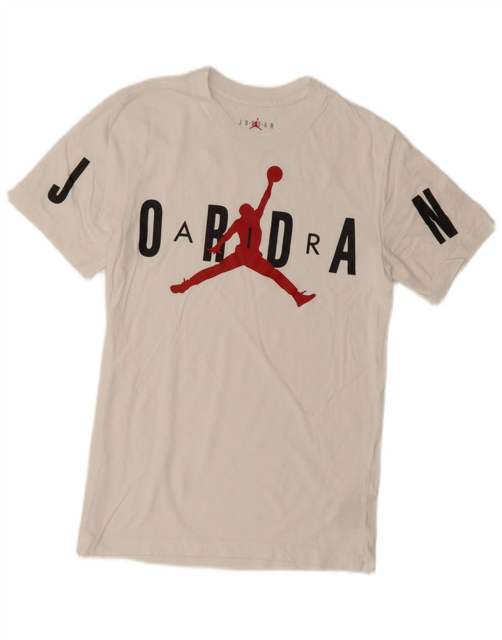 Męski T-shirt z grafiką Jordan, top XS, biała bawełna
