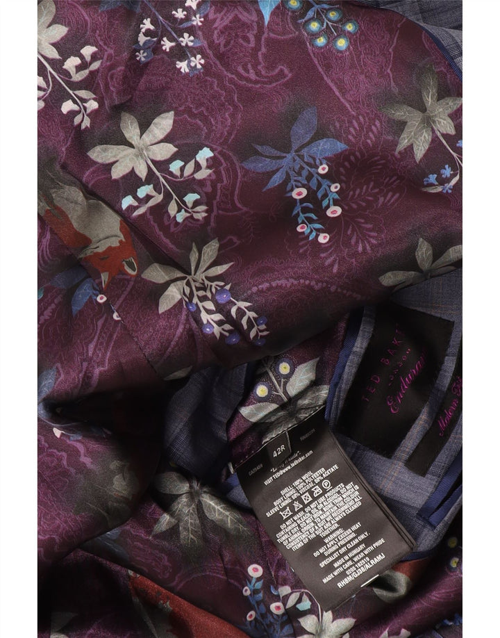 Męska marynarka zapinana na 2 guziki Ted Baker UK 42 XL, wełniana niebieska krata