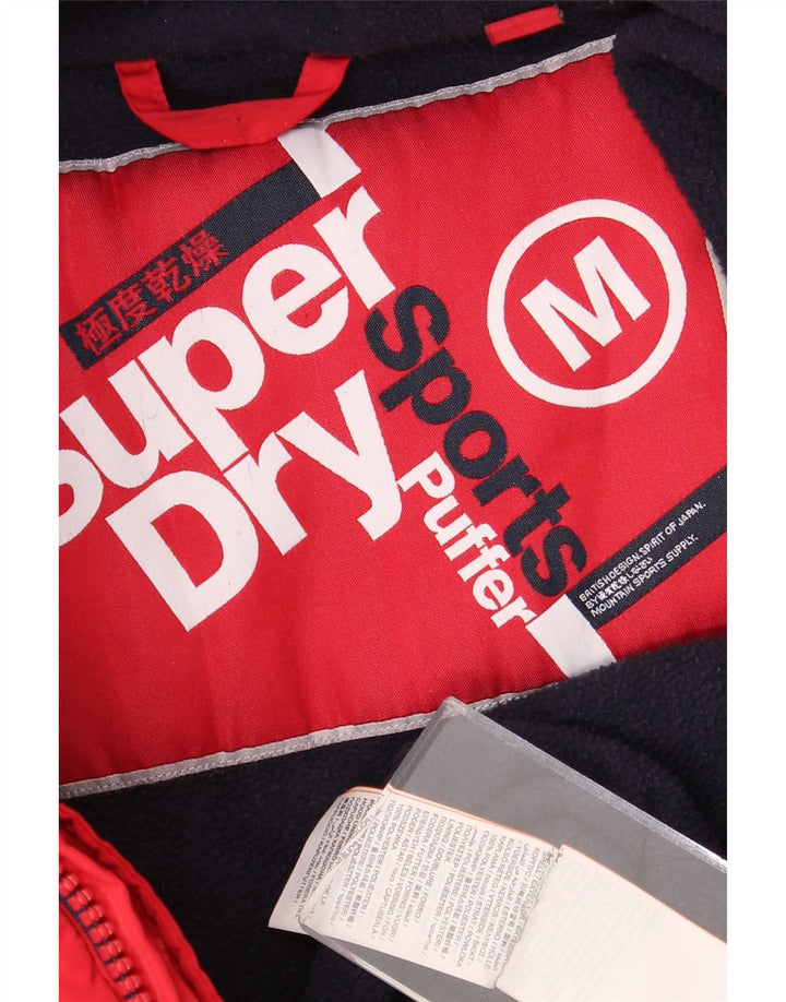 Damska ocieplana kurtka z kapturem Superdry UK 14, średni czerwony poliester