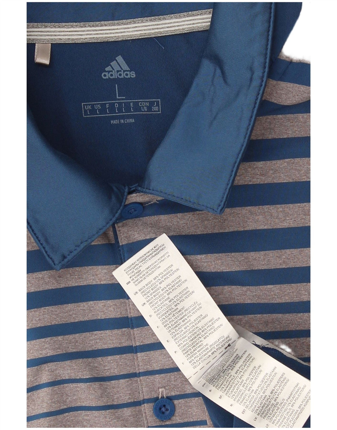 Męska koszulka polo Adidas, duża, szara, z blokami kolorów, poliester