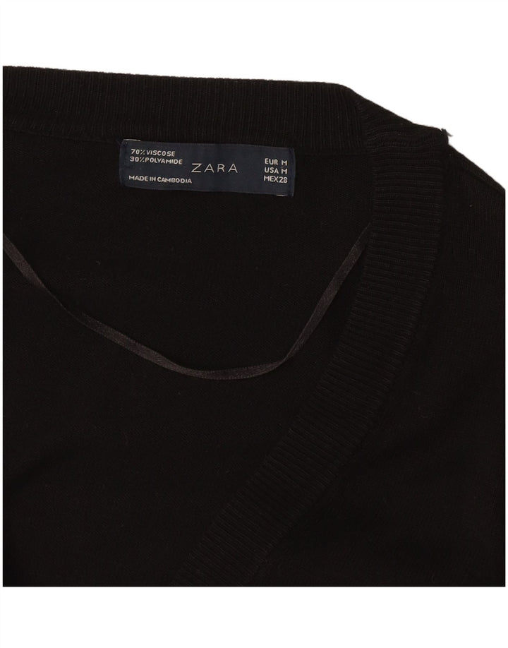 Damski sweter o przedłużonym fasonie Zara UK 14, średnia czarna wiskoza