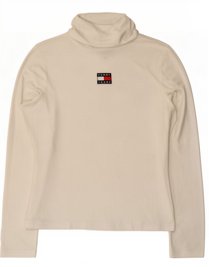 Damski top graficzny Tommy Hilfiger z długim rękawem, UK 14, duży, biały