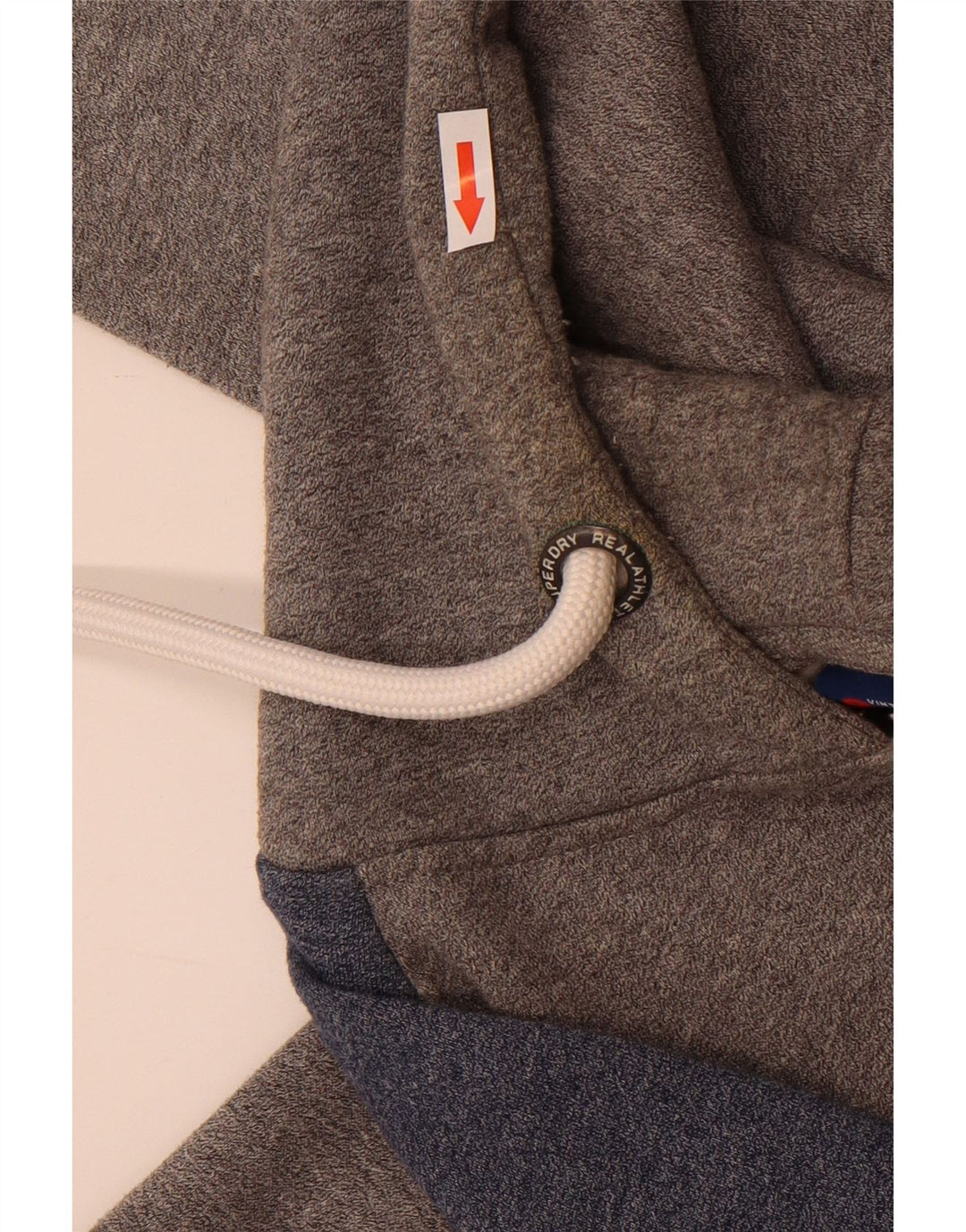 Męski sweter z kapturem Superdry z grafiką, średnioszary, bawełniany z blokami kolorów