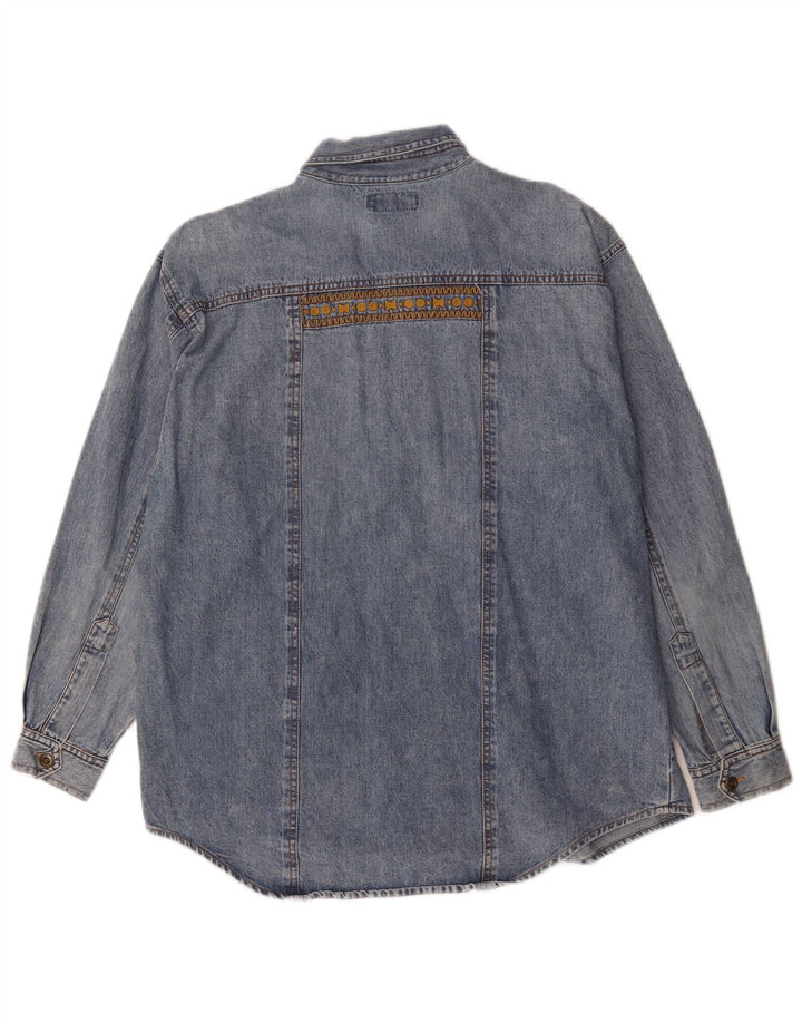 Vintage męska koszula dżinsowa, duża niebieska