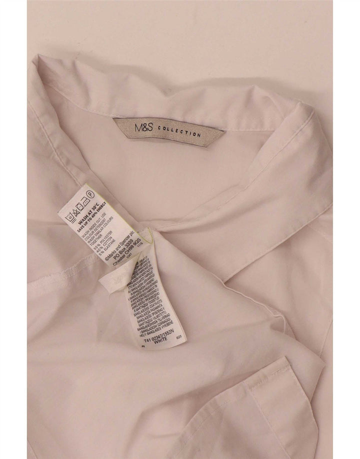 Marks & Spencer Womens 3/4 Sleeve Shirt UK 12 Medium White Polyester