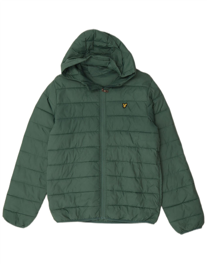 Lyle & Scott Chłopięca wyściełana kurtka z kapturem 15-16 lat Zielony poliamid