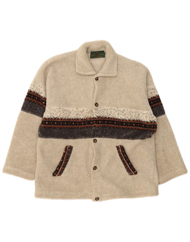 Męska kurtka polarowa Vintage UK 42 XL Szary poliester z blokami kolorów