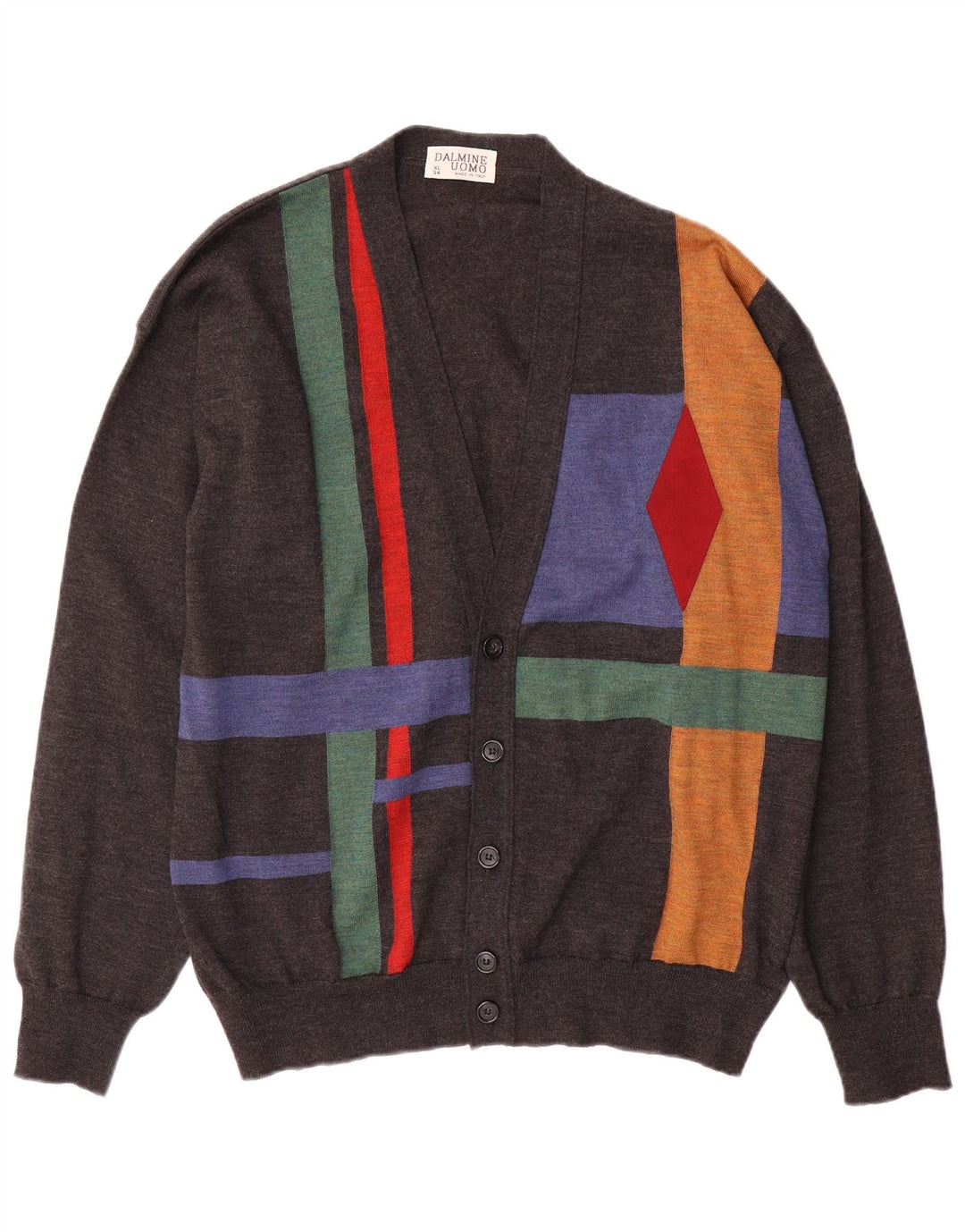 Męski sweter kardigan DALMINE IT 54 XL Szary Argyle/diamentowa wełna