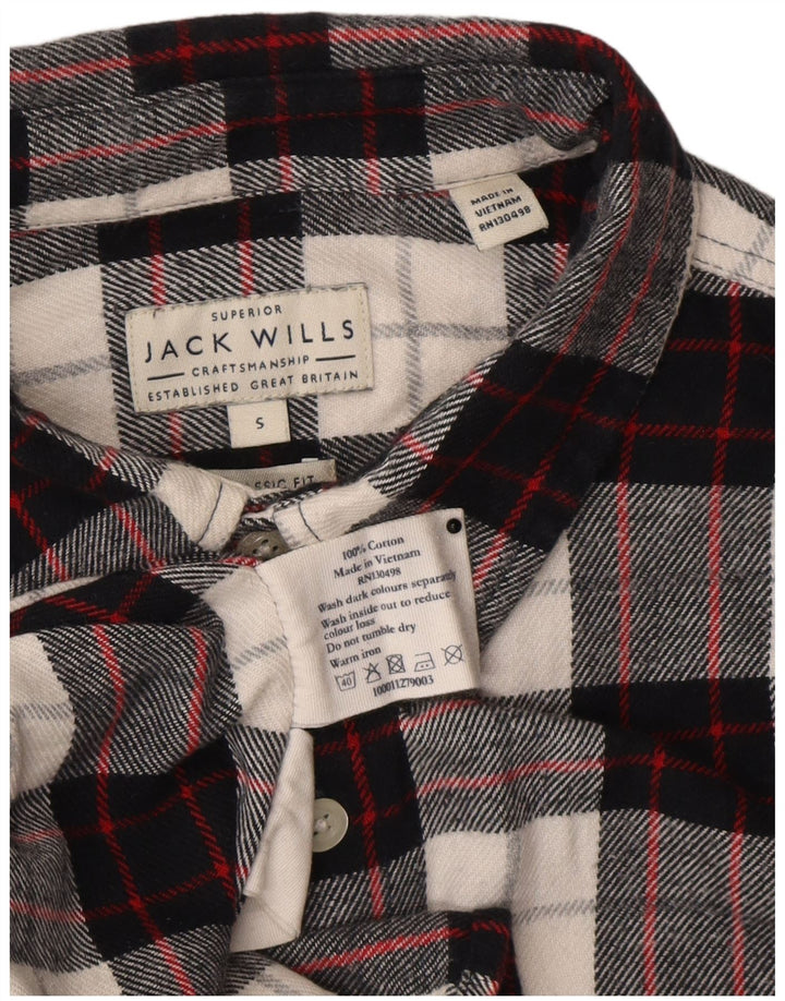 Koszula flanelowa męska Jack Wills o klasycznym kroju, mała, czarna, bawełniana w kratkę