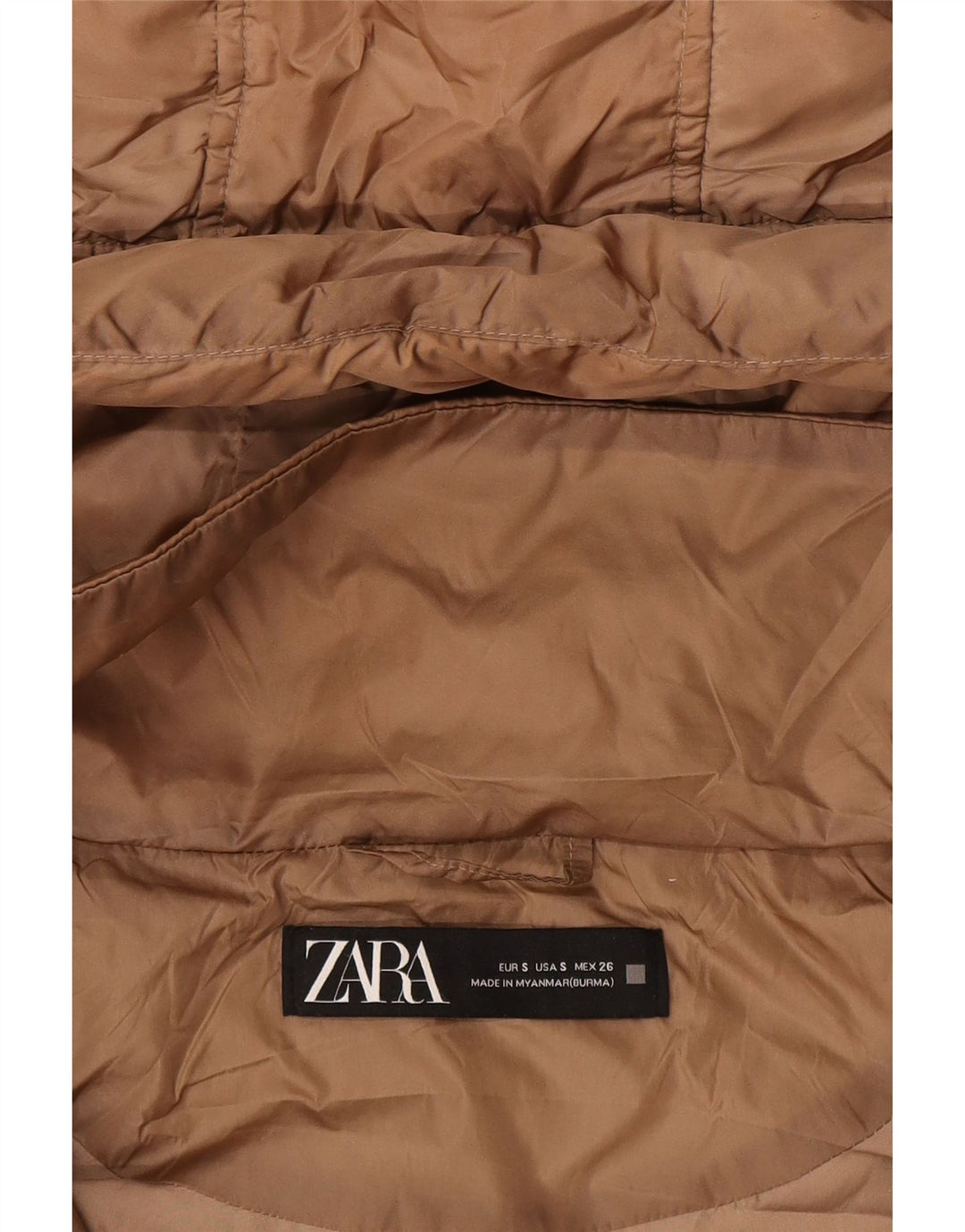Zara Damski, oversize'owy, ocieplany płaszcz z kapturem UK 10 Small Beige