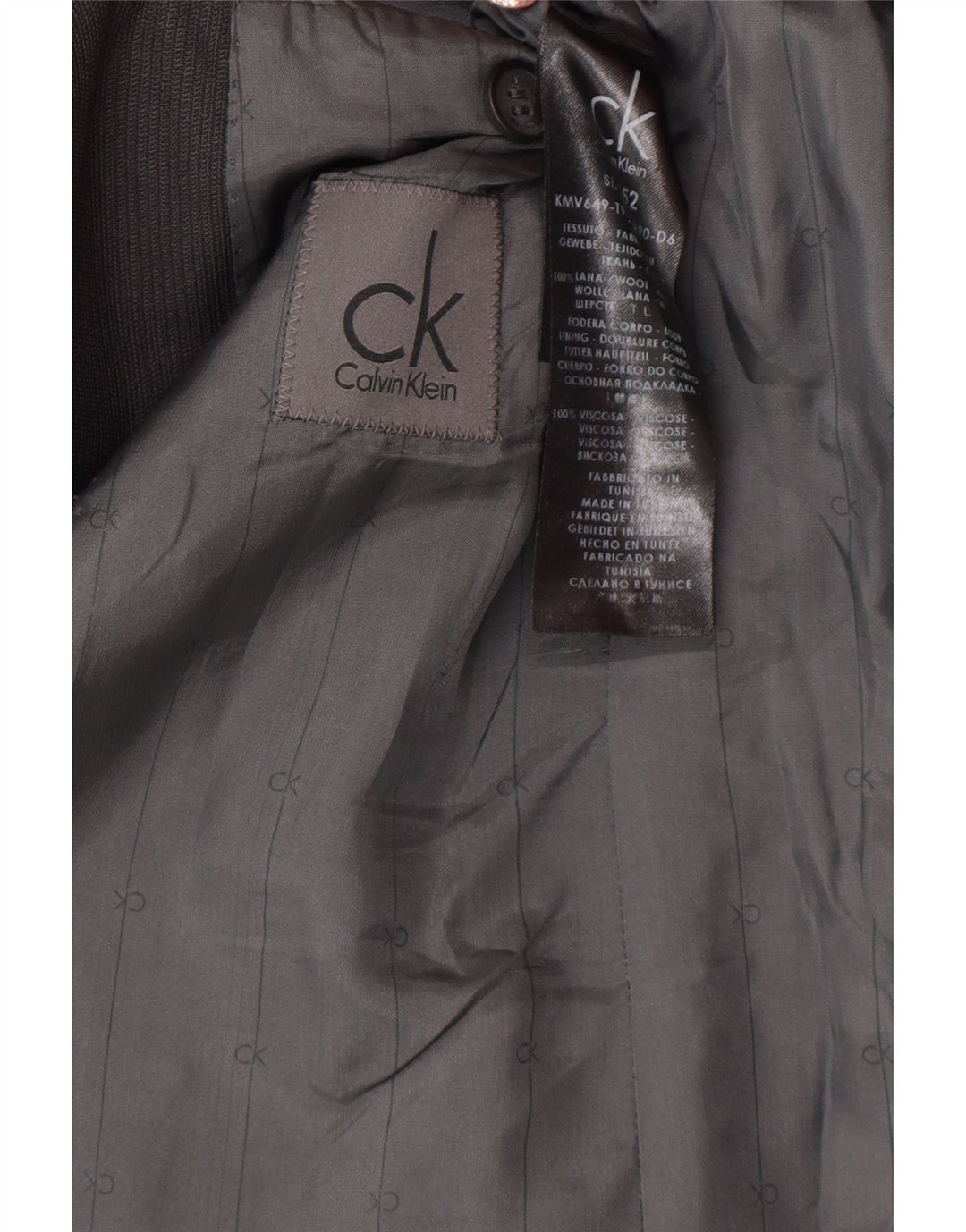 Męska marynarka zapinana na 2 guziki Calvin Klein IT 52 XL Szara wełna