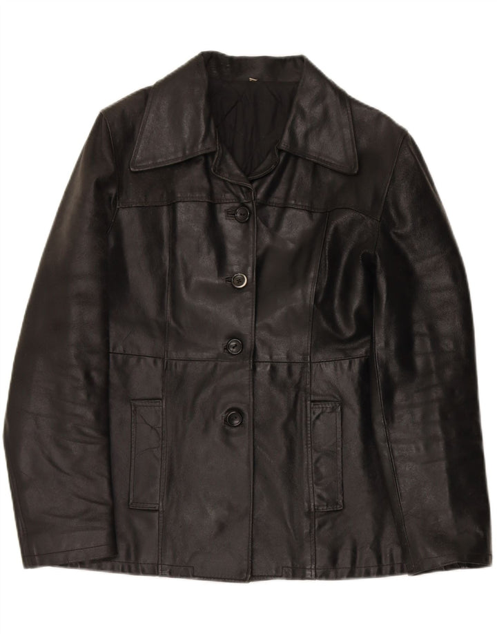 VINTAGE Womens Leather Jacket UK 14 Medium Black Leather Vintage Vintage and Second-Hand Vintage from Messina Hembry 