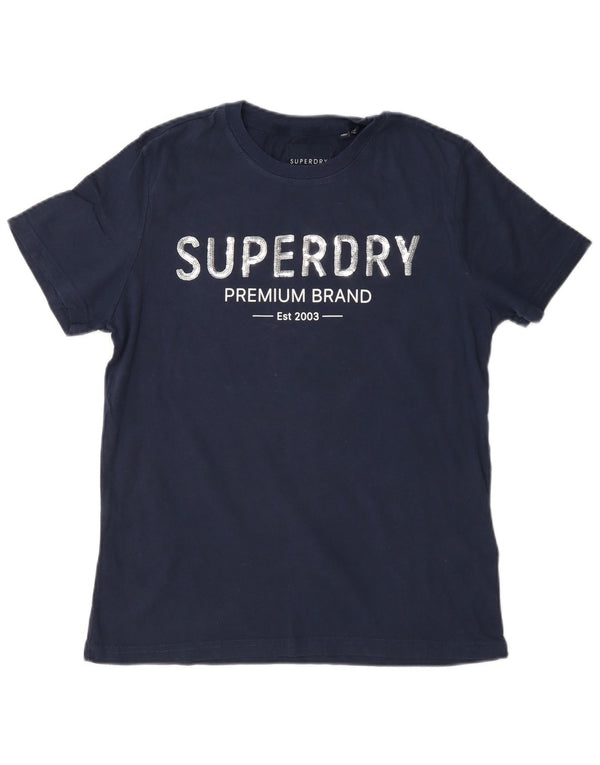 Damski T-shirt z grafiką Superdry Top UK 12, średni granatowy, bawełniany