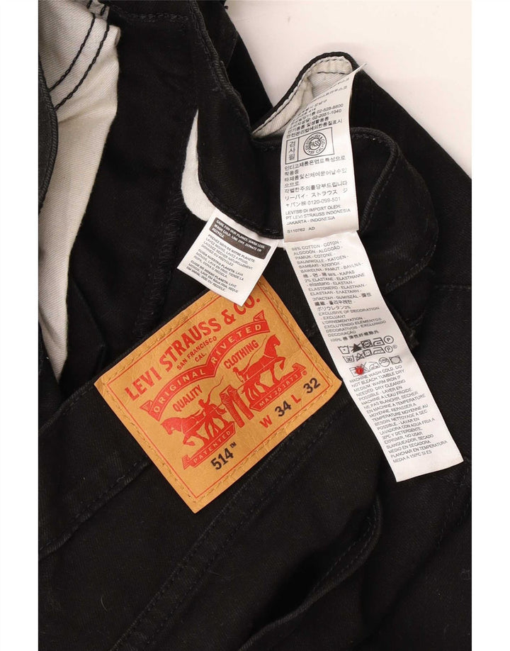 Męskie dżinsy Levi's 514 Straight W34 L32 Czarna bawełna