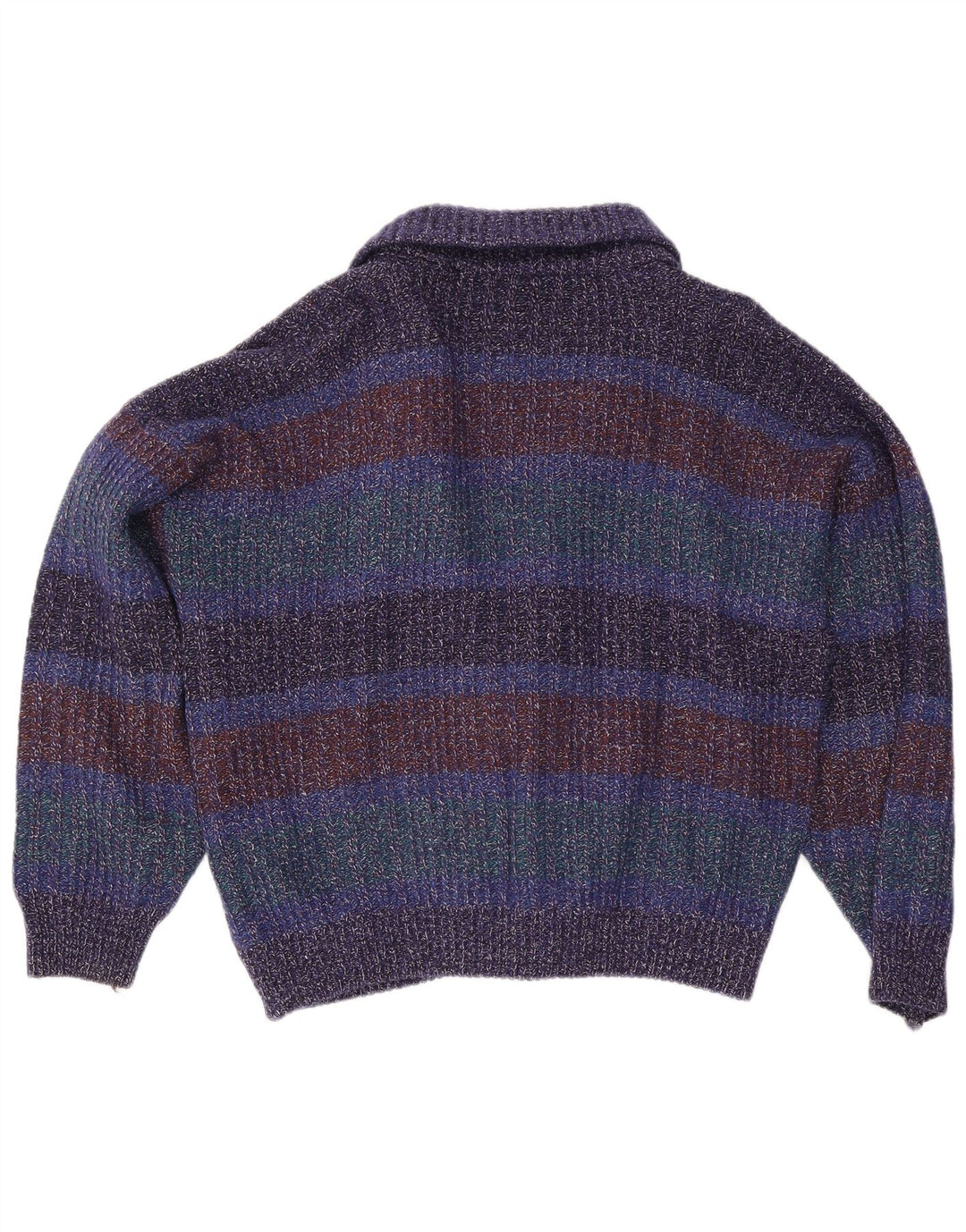 Sweter męski rozpinany w stylu vintage IT 52, duży, wielobarwny, nakrapiany wełniany