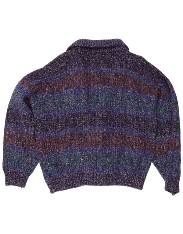 Sweter męski rozpinany w stylu vintage IT 52, duży, wielobarwny, nakrapiany wełniany