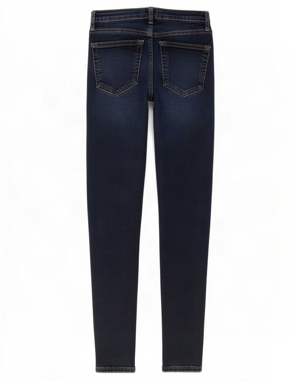 Topshop Damskie jeansy Jamie z wysokim stanem, super obcisłe W25 L27, niebieska bawełna