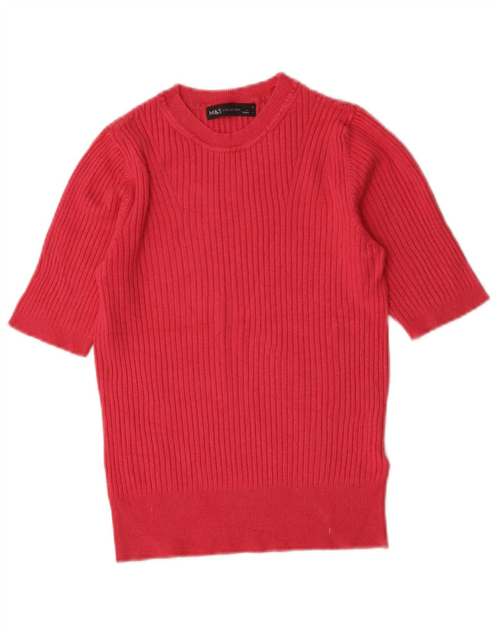 Marks & Spencer Damski sweter z okrągłym dekoltem, UK 8, mały, różowy