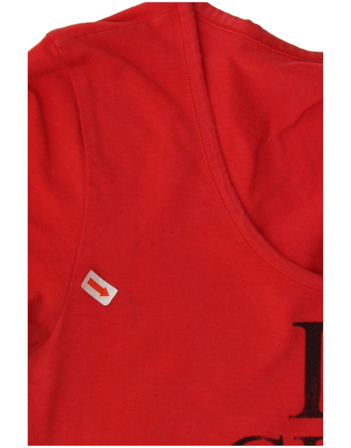 Damska koszulka graficzna GUESS Top UK 12, średnia czerwona bawełna