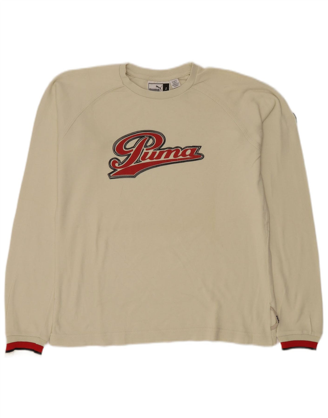 Męski graficzny top Puma z długim rękawem, mały, biały, bawełniany