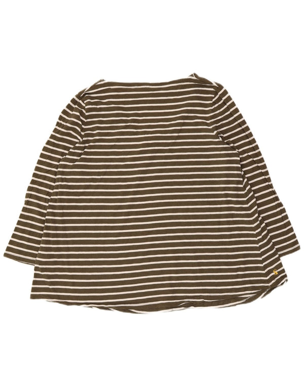 Damski top Joules Regular z rękawem 3/4, UK 16, duża bawełna w paski khaki