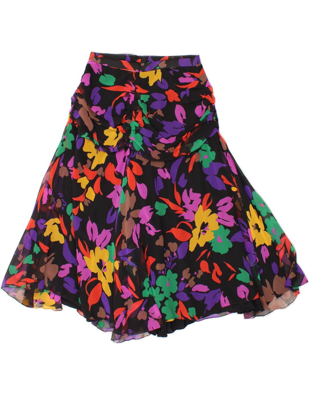 VINTAGE Womens Asymmetrical Skirt W28 Medium Multicoloured Floral Vintage Vintage and Second-Hand Vintage from Messina Hembry 