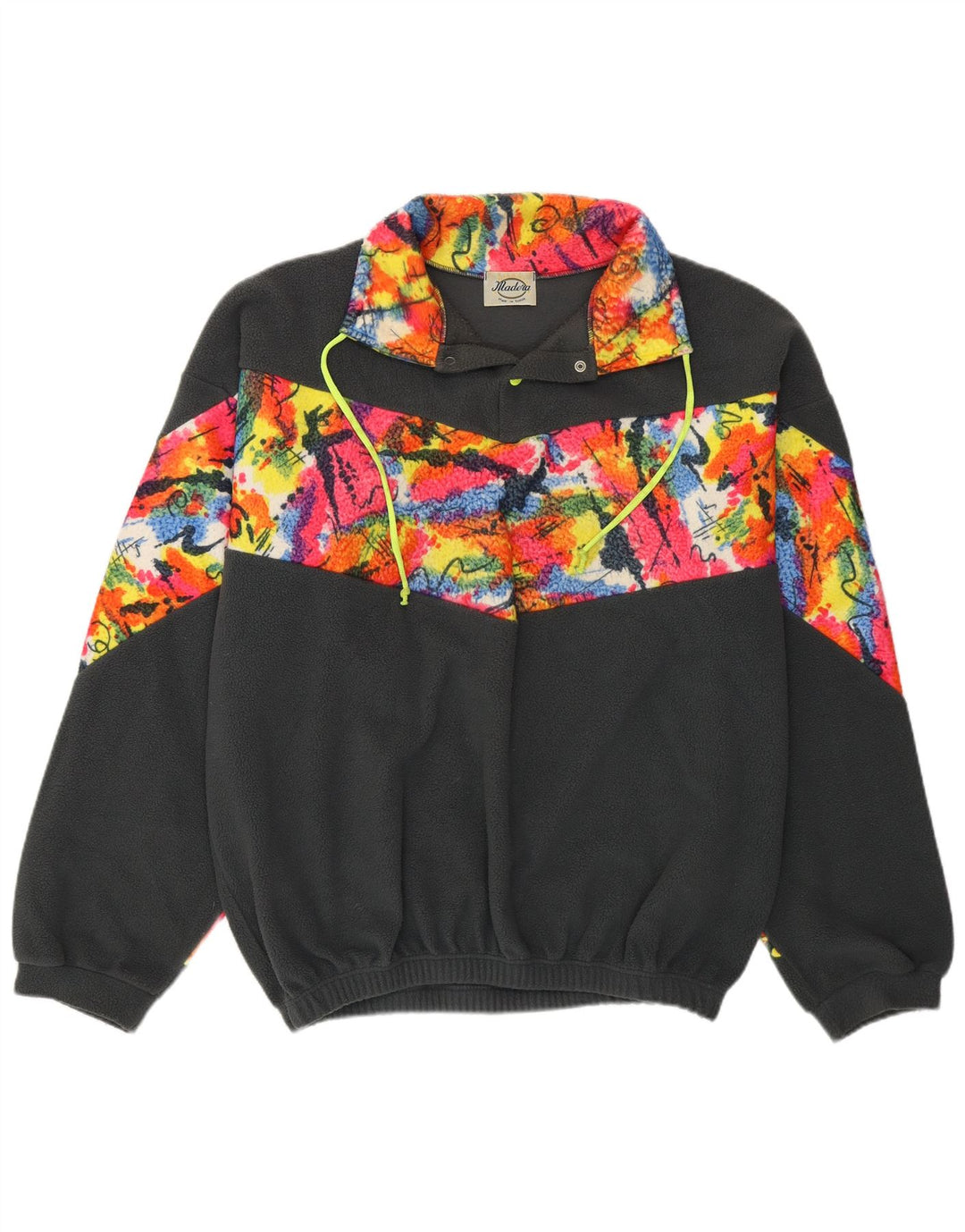 Męski sweter polarowy VINTAGE XL, szary, z blokami kolorów, w stylu vintage