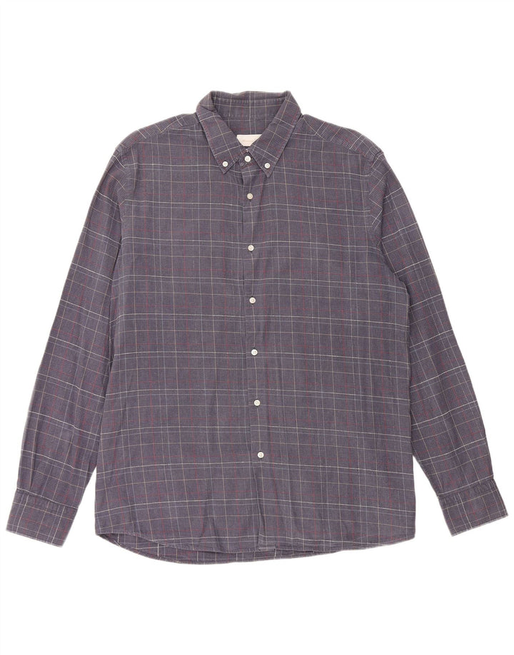 Koszula męska MASSIMO DUTTI XL, bawełniana w pepitkę, granatowa