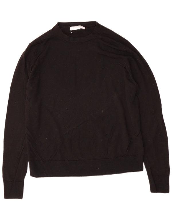 Marks & Spencer Damski sweter z okrągłym dekoltem UK 14, duży, czarny, wełniany