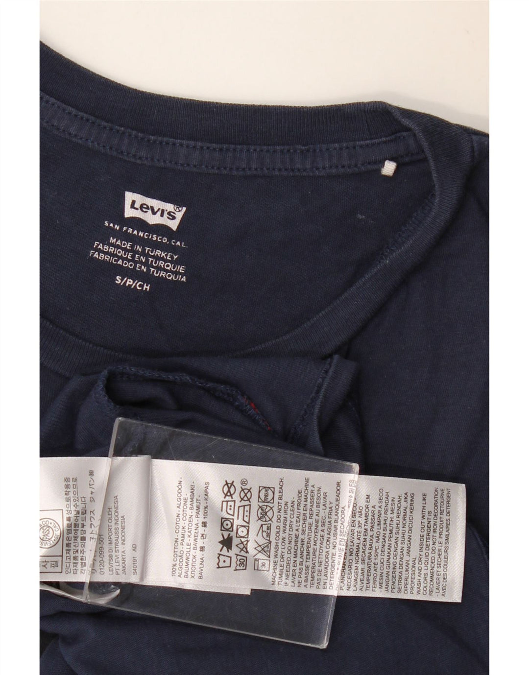 Męski T-shirt z grafiką LEVI'S, mały, granatowy