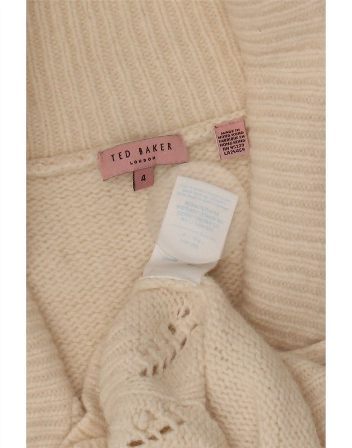 Damski sweter kopertowy Ted Baker, rozmiar 4, duży, beżowy, wełniany