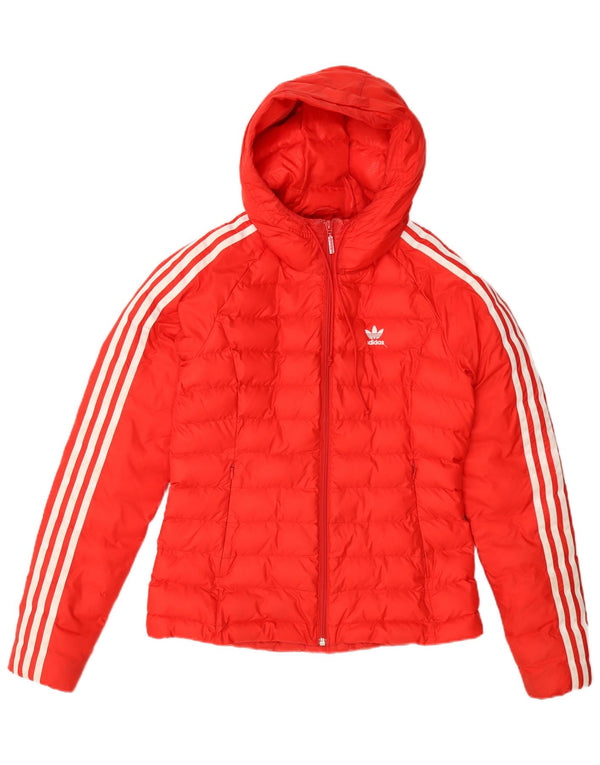 Damska wyściełana kurtka z kapturem Adidas UK 8 Mały pomarańczowy nylon