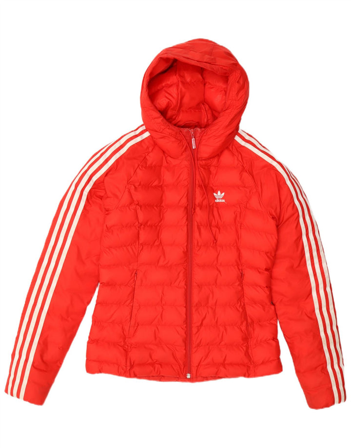 Damska wyściełana kurtka z kapturem Adidas UK 8 Mały pomarańczowy nylon