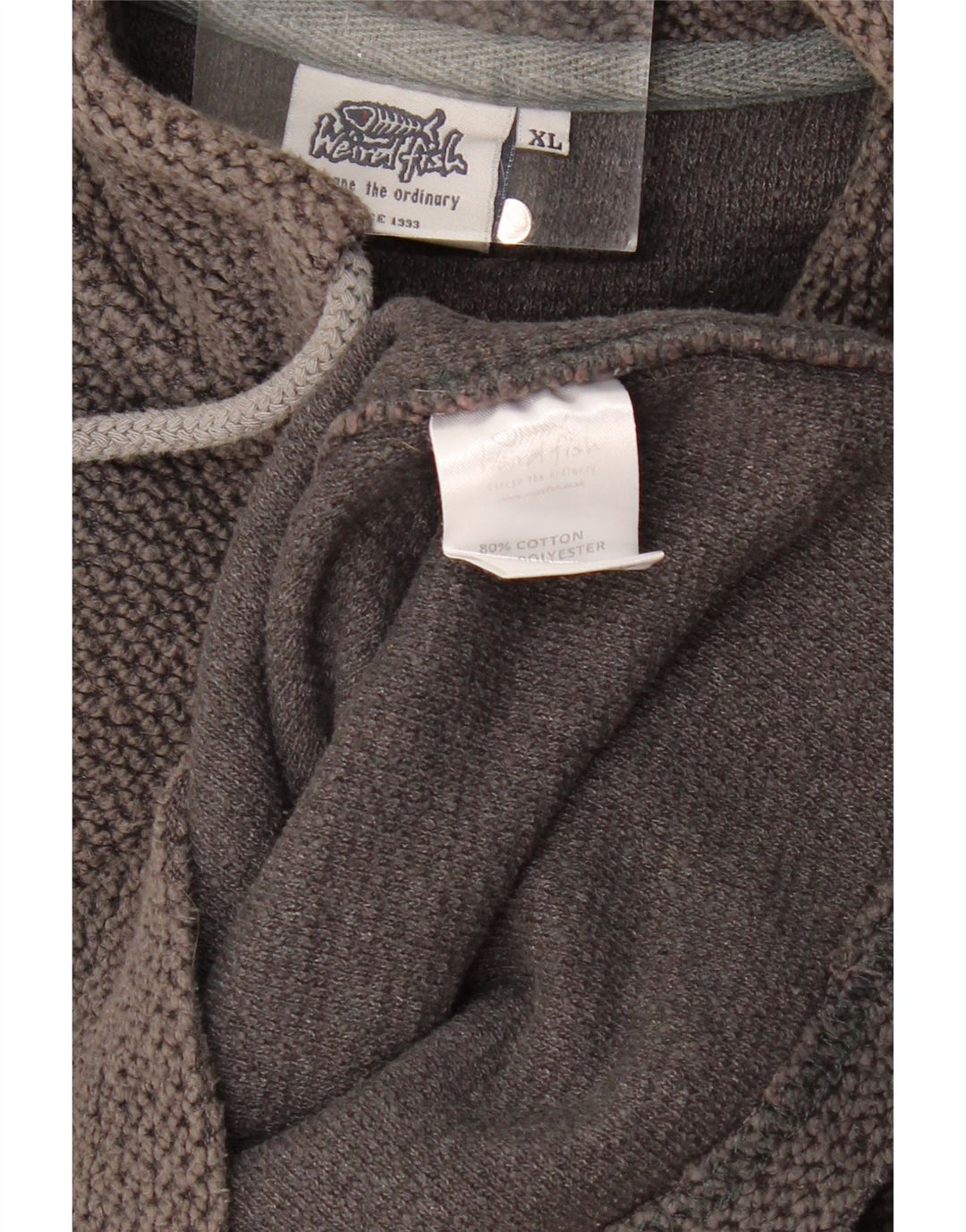 Męska bluza z zamkiem błyskawicznym Weird Fish XL, szara, bawełniana