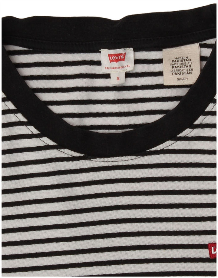 Damski top Levi's z długim rękawem, UK 10, mały, biały, bawełniany w prążki