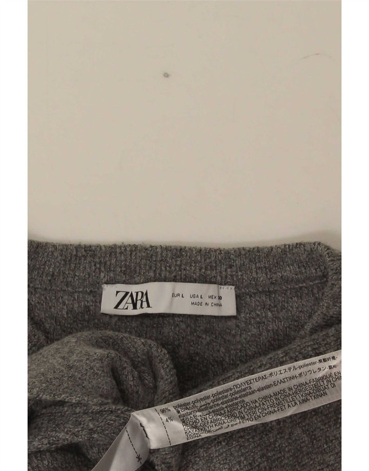 Sweter damski Zara Cardigan UK 14, duży, szary poliester